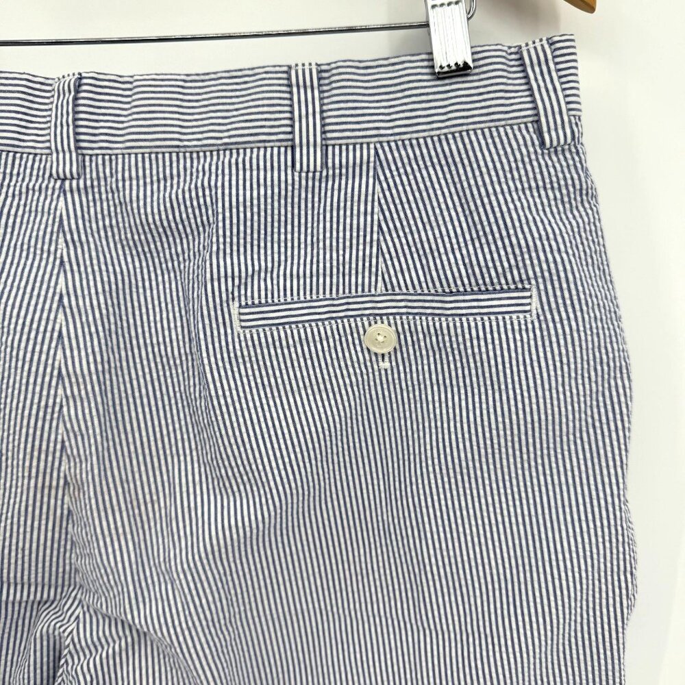 Brooks Brother 346 Seersucker Chino Shorts 35 Fisherman Striped Blue‎ Preppy